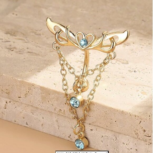 Wings Of Love Silver Or Gold Navel Belly Ring - Picture 1 of 8